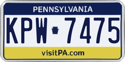 PA license plate KPW7475