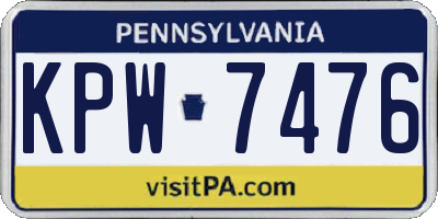 PA license plate KPW7476