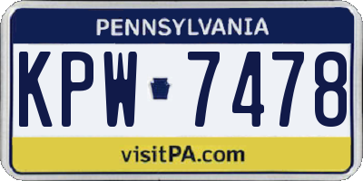 PA license plate KPW7478