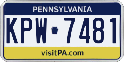 PA license plate KPW7481