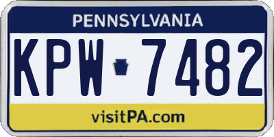 PA license plate KPW7482