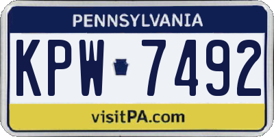 PA license plate KPW7492