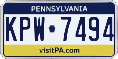 PA license plate KPW7494
