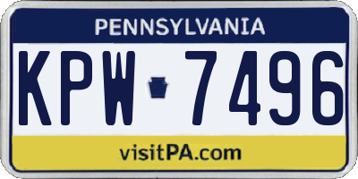 PA license plate KPW7496