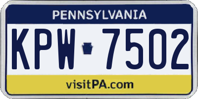 PA license plate KPW7502