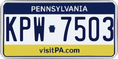 PA license plate KPW7503