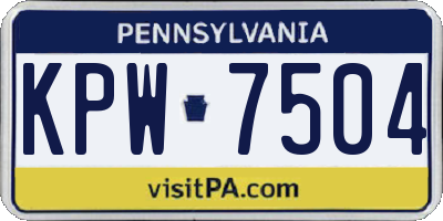 PA license plate KPW7504