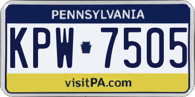 PA license plate KPW7505
