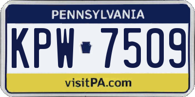 PA license plate KPW7509
