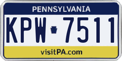 PA license plate KPW7511