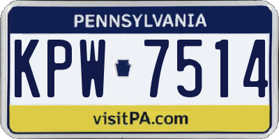 PA license plate KPW7514