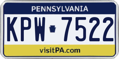 PA license plate KPW7522
