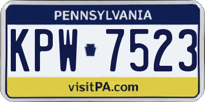 PA license plate KPW7523