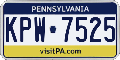 PA license plate KPW7525