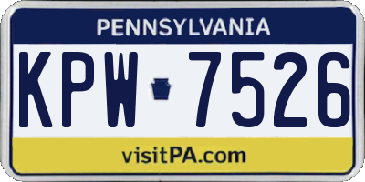 PA license plate KPW7526