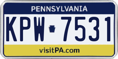 PA license plate KPW7531