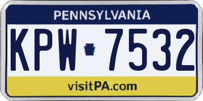 PA license plate KPW7532