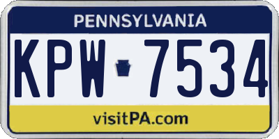 PA license plate KPW7534
