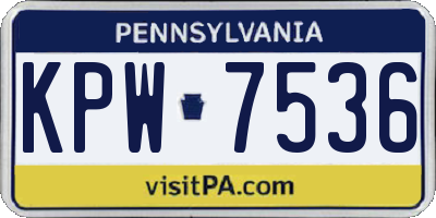PA license plate KPW7536
