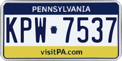 PA license plate KPW7537