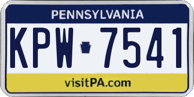 PA license plate KPW7541