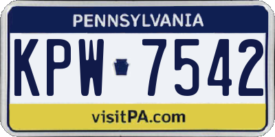PA license plate KPW7542
