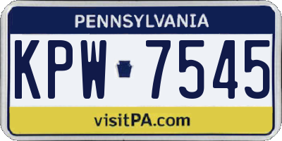 PA license plate KPW7545