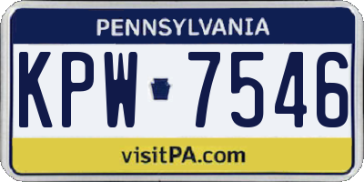 PA license plate KPW7546