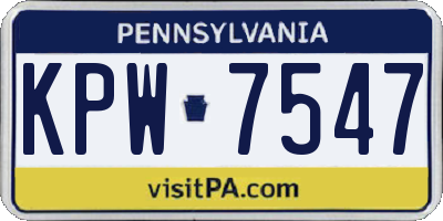 PA license plate KPW7547