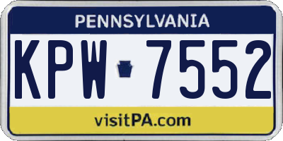 PA license plate KPW7552