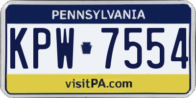 PA license plate KPW7554