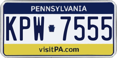 PA license plate KPW7555