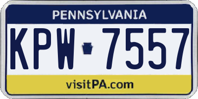 PA license plate KPW7557