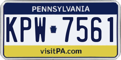 PA license plate KPW7561