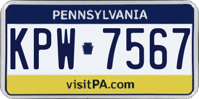 PA license plate KPW7567
