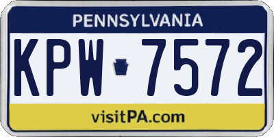 PA license plate KPW7572