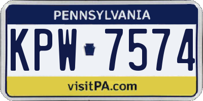 PA license plate KPW7574