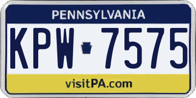 PA license plate KPW7575