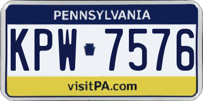 PA license plate KPW7576