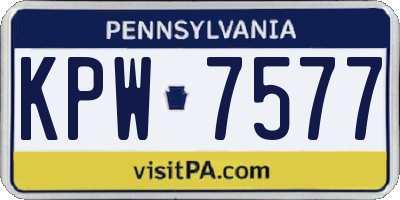 PA license plate KPW7577