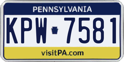 PA license plate KPW7581