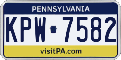 PA license plate KPW7582