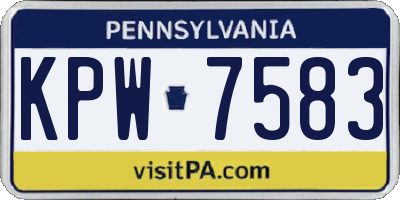 PA license plate KPW7583