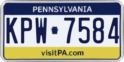 PA license plate KPW7584
