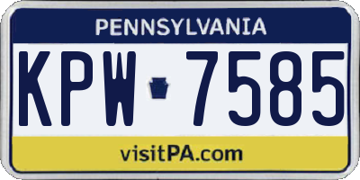 PA license plate KPW7585