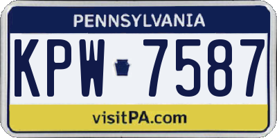 PA license plate KPW7587