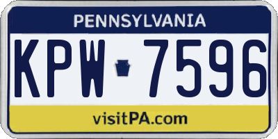 PA license plate KPW7596