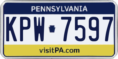 PA license plate KPW7597