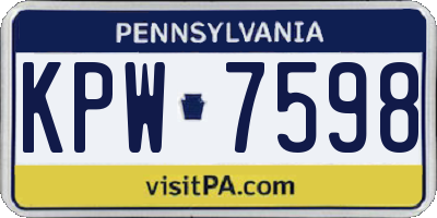 PA license plate KPW7598
