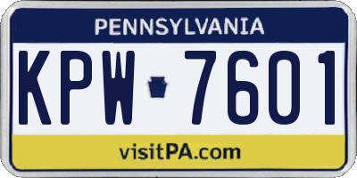 PA license plate KPW7601